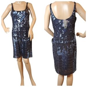 NWT Adrianna Papell gunmetal sequin sleeveless mini dress.  Size 8